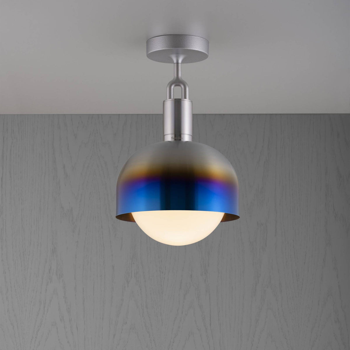 Buster + Punch Forked Ceiling / Linear / Shade / Globe / Opal / Medium / Burnt Steel
