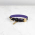 Dog collar / Cross / Black and purple – Brass / X-Small