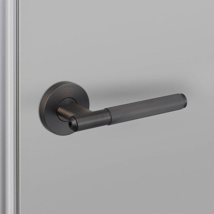 Buster + Punch door handle set / linear / swe / sprung – smoked bronze